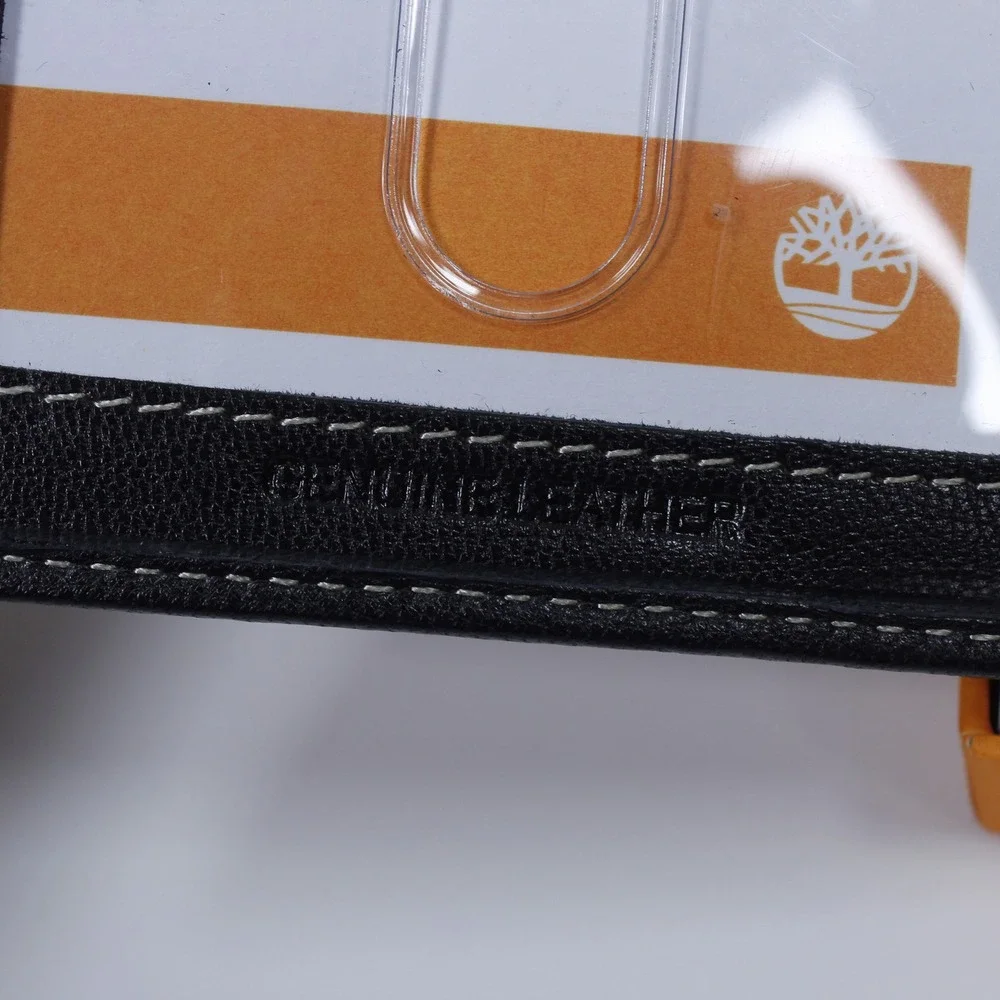 Timberland Men's Black Genuine Leather Bifold Passcase Wallet Dual ID Window NIB